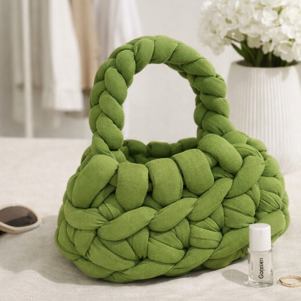 Green Chunky Knit Mini Handbag